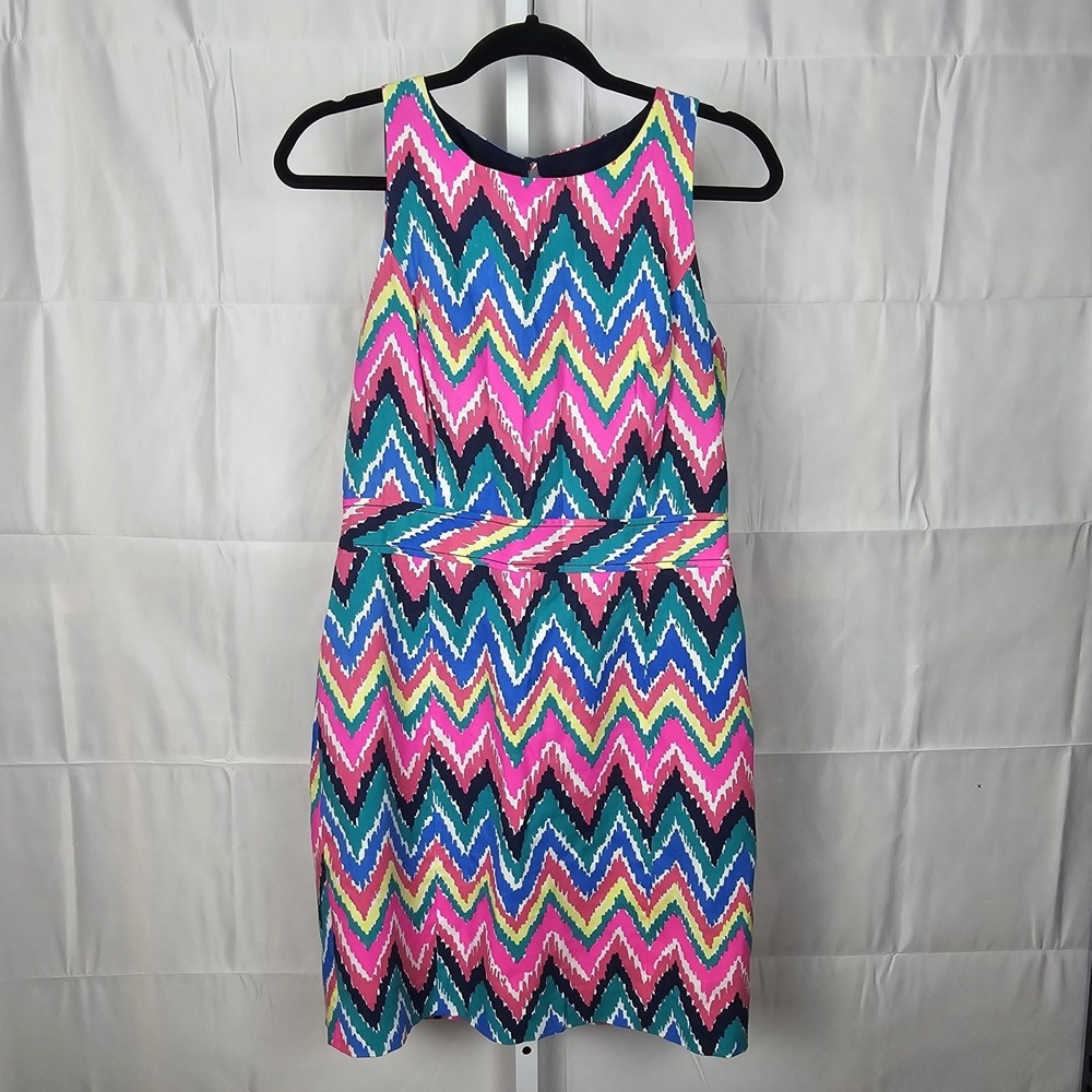 Lilly Pulitzer‎ Midi Dress Multicolor Chevron Sleeveless Beachy Resort Vacation